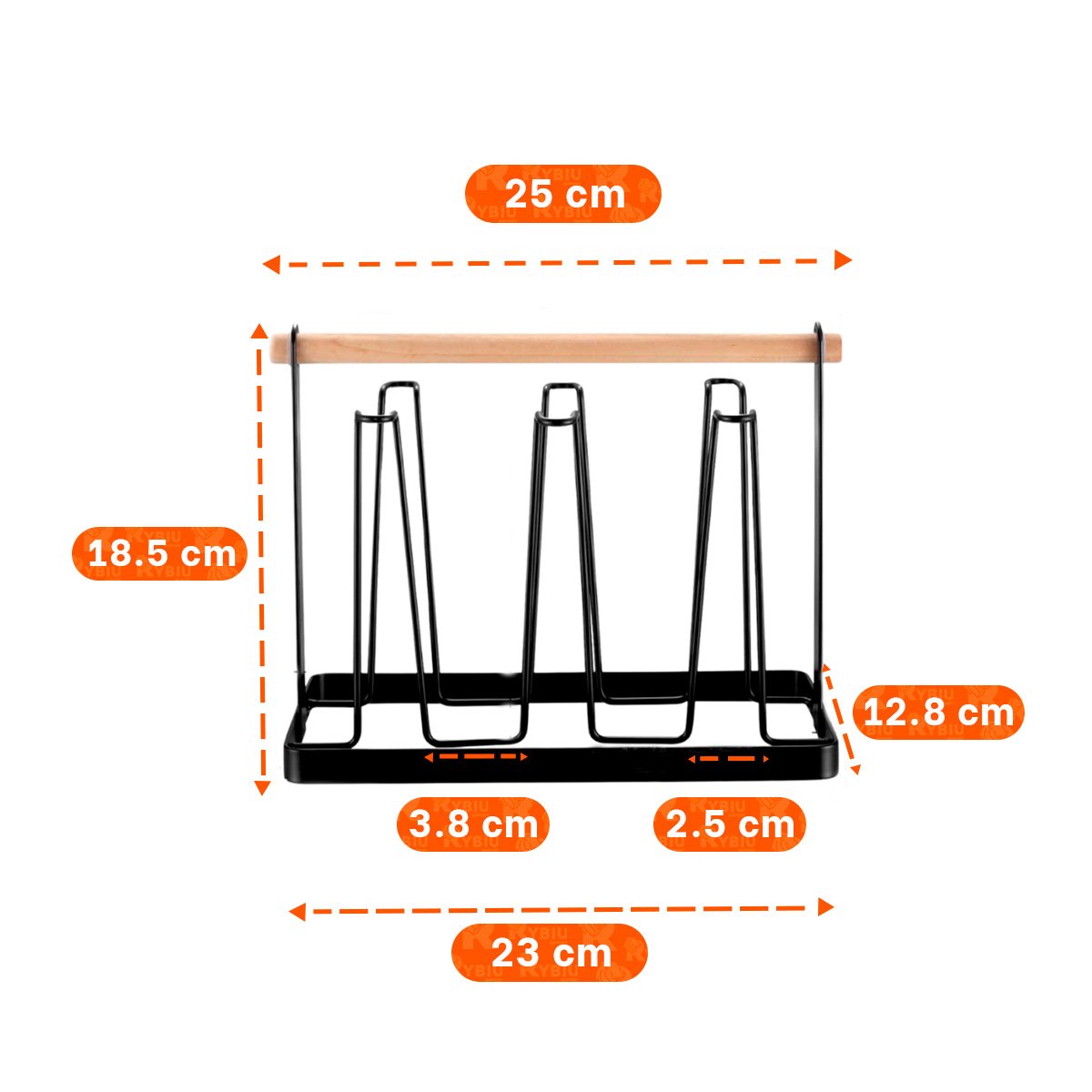 PORTA VASOS EXPANDIBLE DE 6 RAMAS COLOR NEGRO CON MANGO DE MADERA - 4