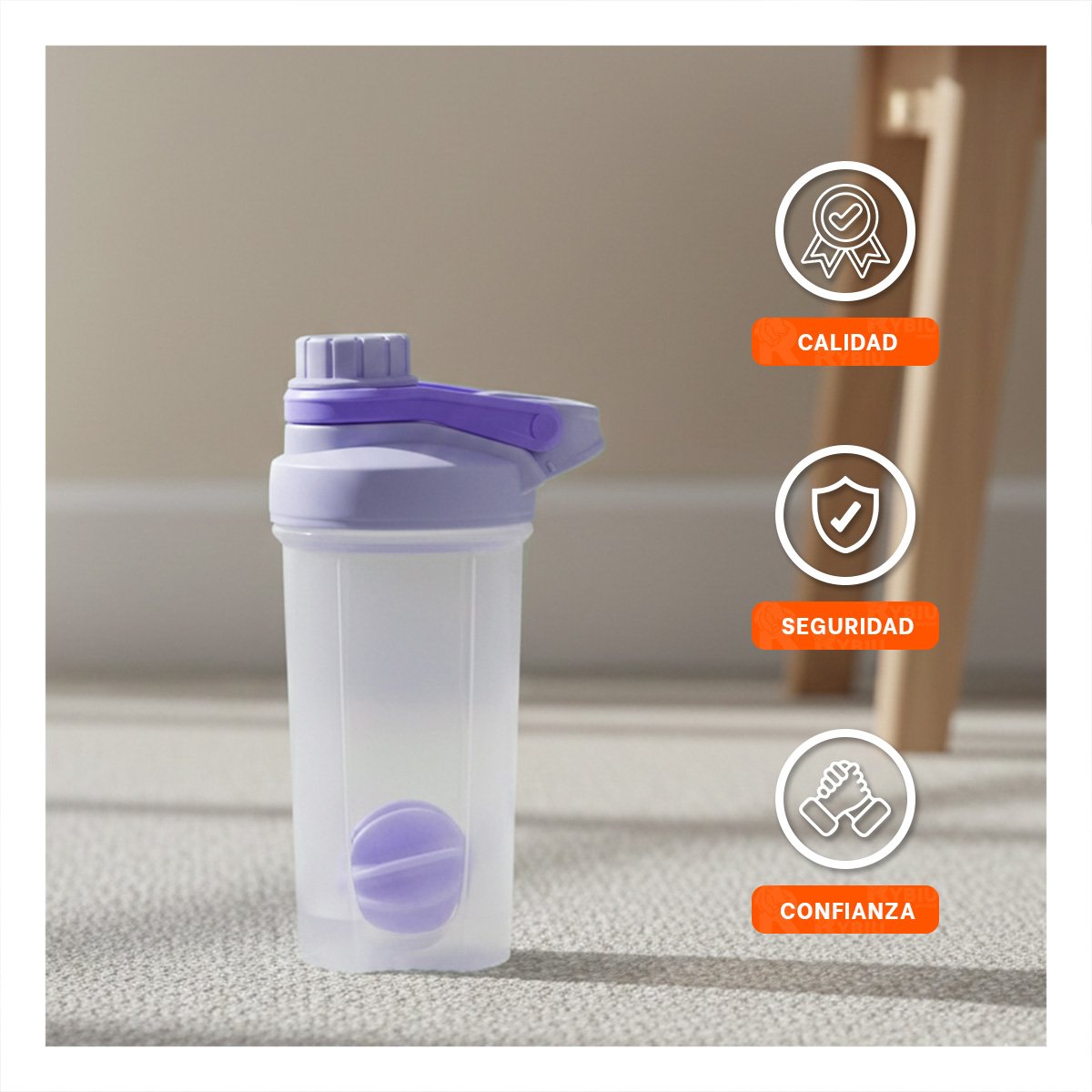 BIDÓN TOMATODO SHAKER 500ML LILA PRÁCTICO PARA AGUA Y BATIDOS YPOST IT - 5