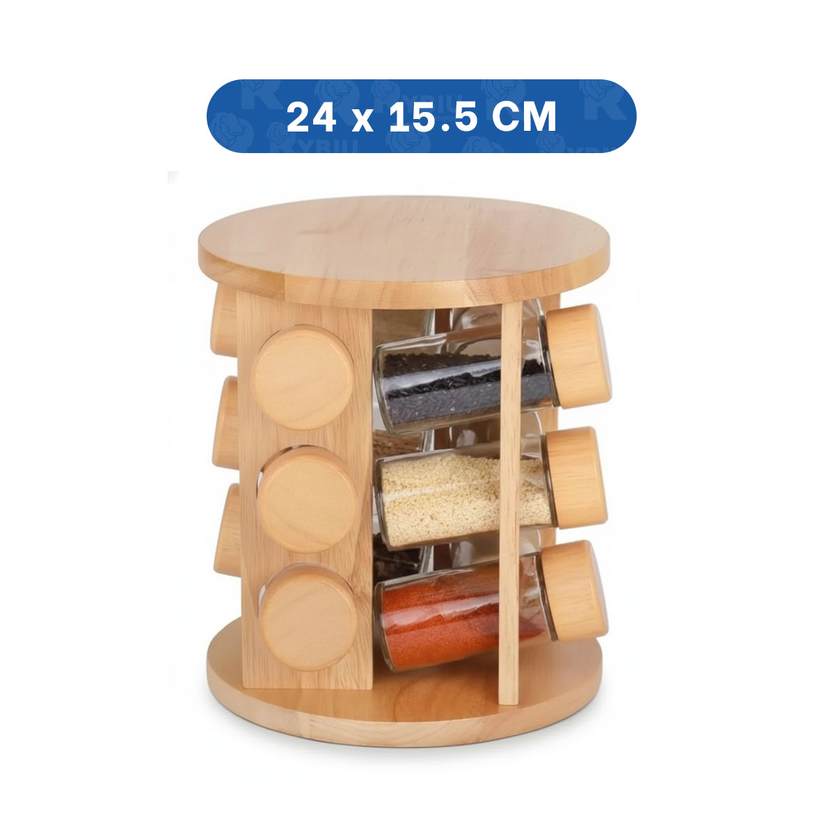 PACK2 CONDIMENTERO CIRCULAR GIRATORIO CON 12 FRASCOS Y ESTRUCTURA DE MADERA - 4