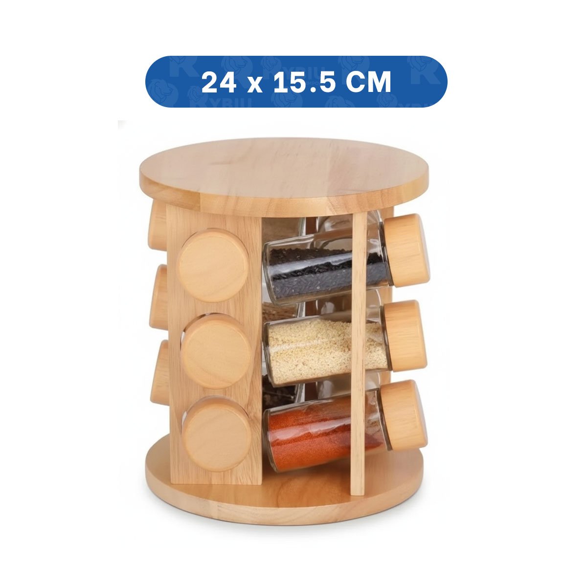 PACK2 ESPECIERO DE MESA GIRATORIO CIRCULAR CON 12 FRASCOS MADERA YREGALO STICKER - 4