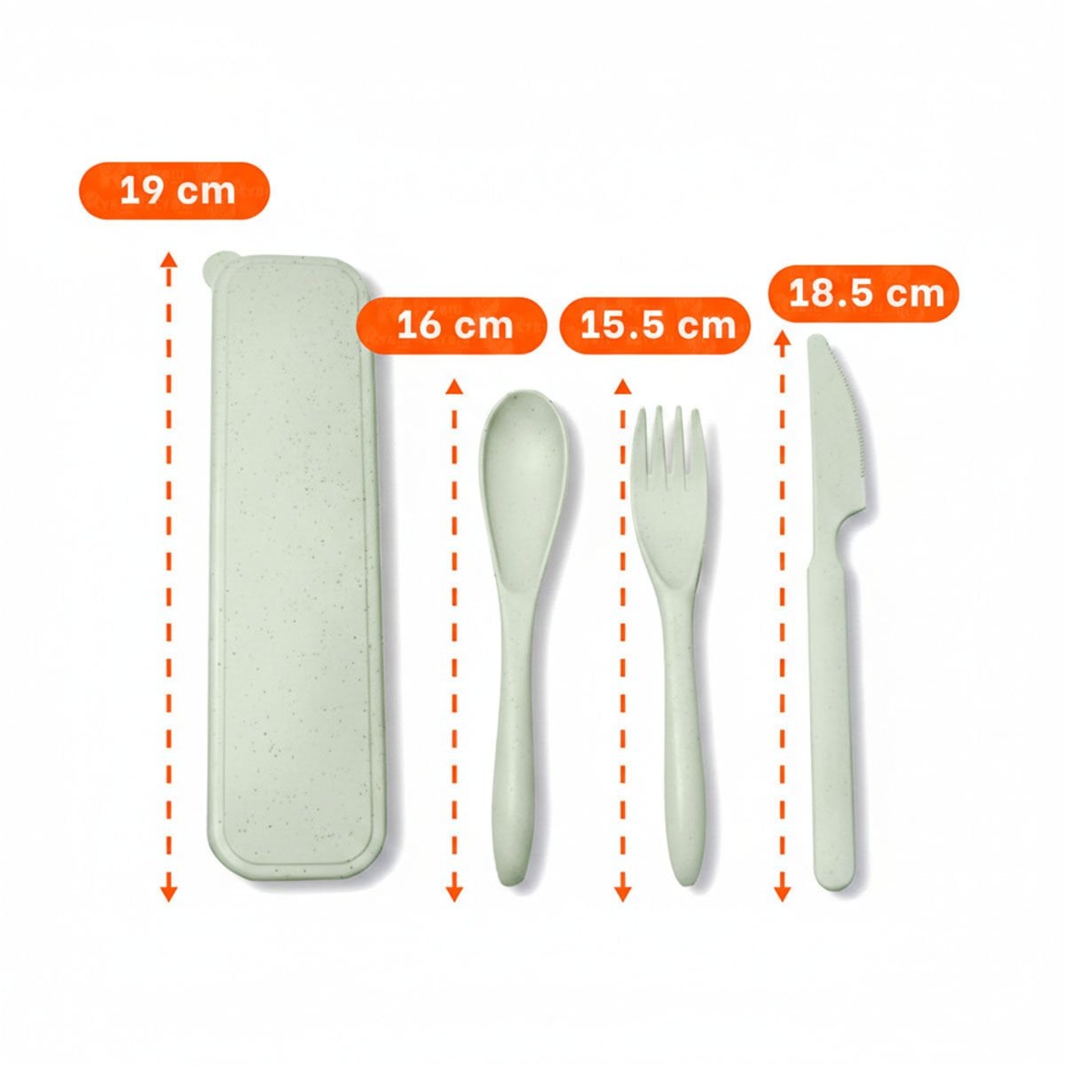 PACK4 KIT DE 3 CUBIERTOS ECOLOGICOS CON ESTUCHE COMPACTO Y SEGURO VERDE YREGALO STICKER - 4