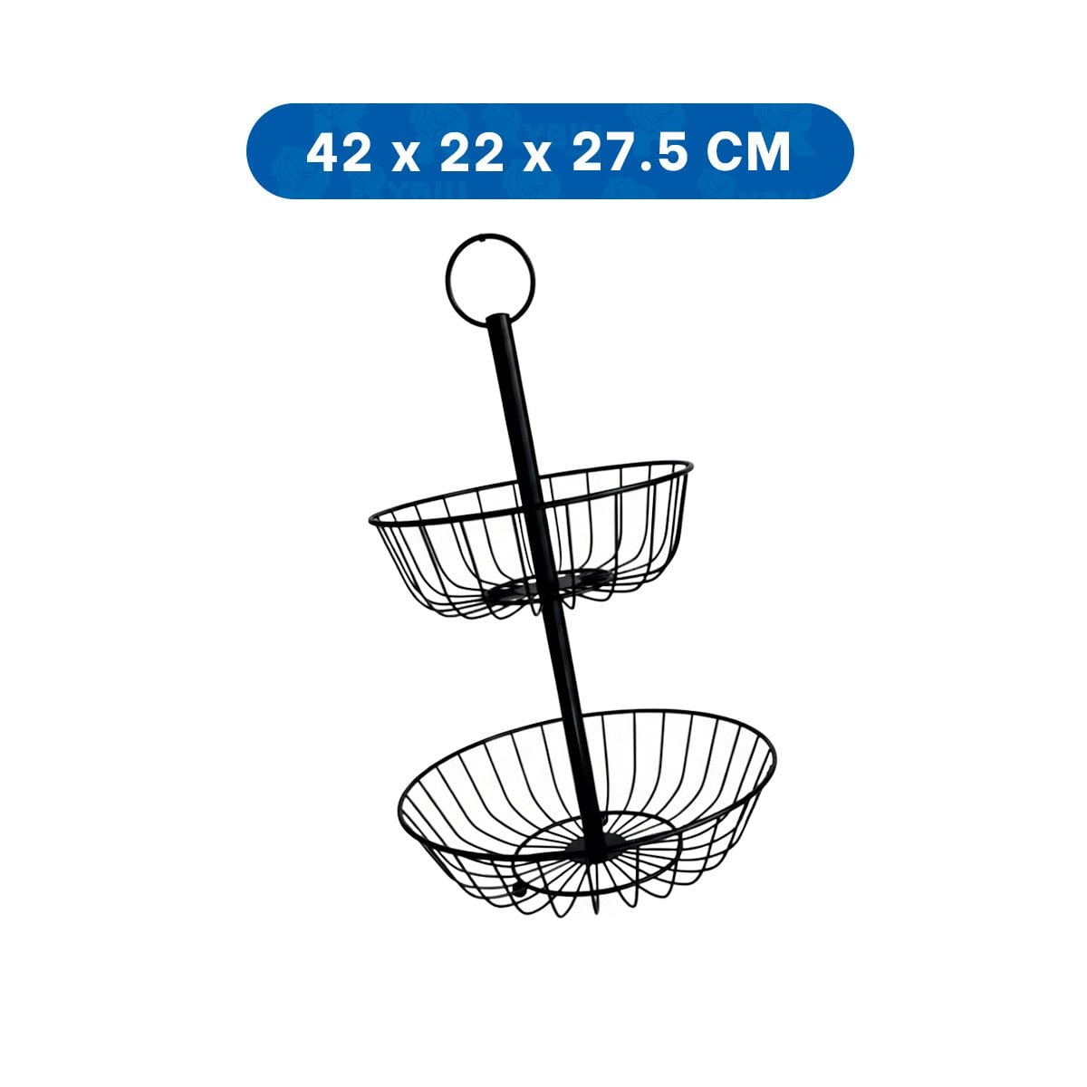 FRUTERO DECORATIVO 2 PISOS CIRCULAR METAL NEGRO ESTILO MODERNO YLIGAS REGALO - 4