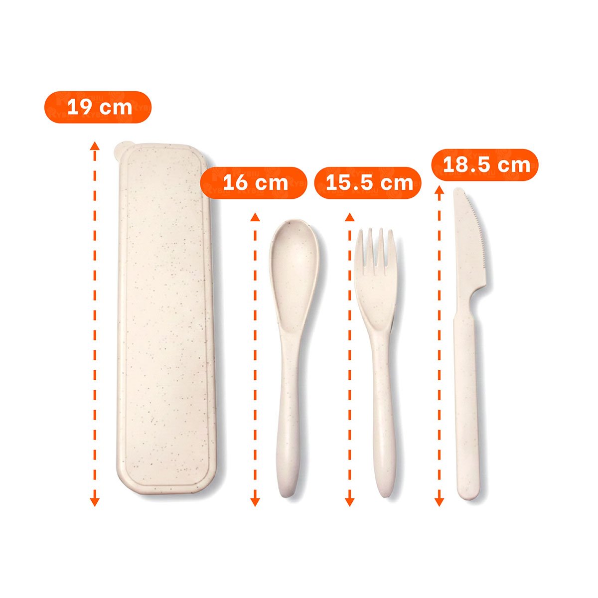 PACK2 JUEGO 3 CUBIERTOS PORTATILES CON ESTUCHE SEGURO Y PRACTICO BEIGE YPAPEL REGALO - 4