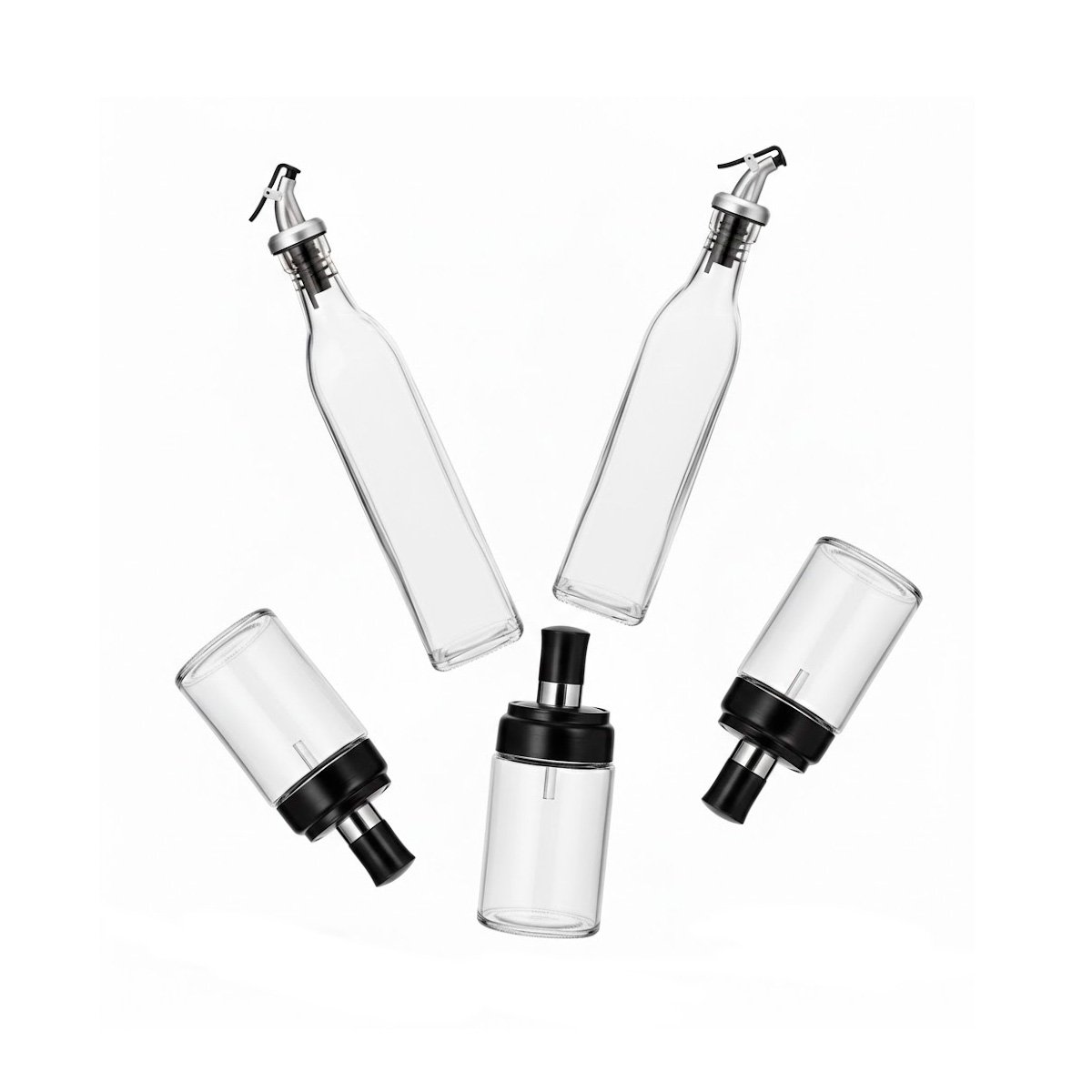 PACK4 PACK 3 CONDIMENTEROS Y 2 ACEITEROS DE PICO TRANSPARENTE ORGANIZADOR YPAPEL REGALO - 3