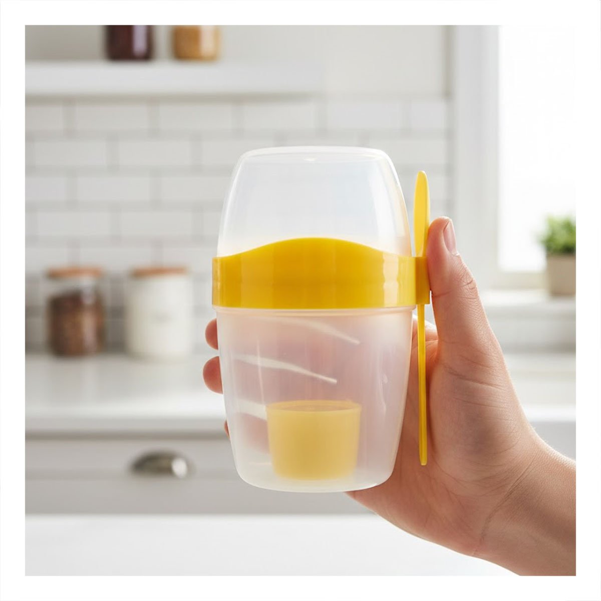 PACK12 VASO YOGUR AMARILLO CON DISENO COMPACTO PARA LONCHERA SALUDABLE - 5