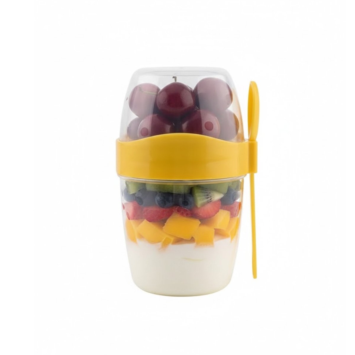 PACK12 TAZA YOGUR AMARILLA CON FORMATO PRACTICO PARA LLEVAR EN MOCHILA YREGALO STICKER - 2