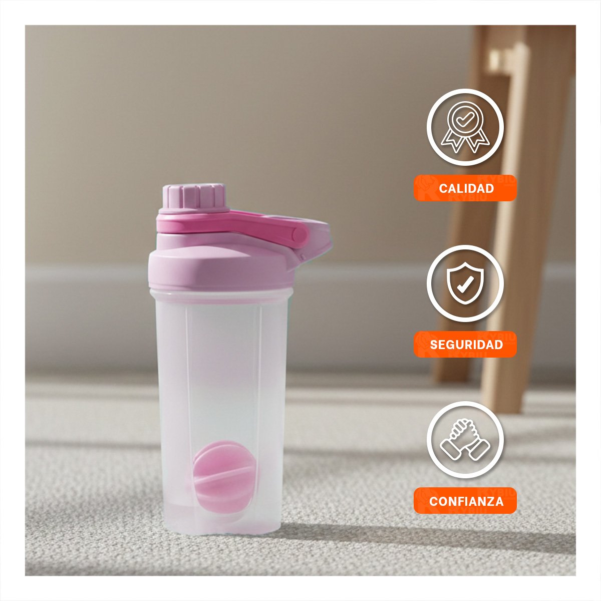 BIDÓN TOMATODO SHAKER 500ML ROSADO PRÁCTICO PARA AGUA Y BATIDOS YPOST IT - 5