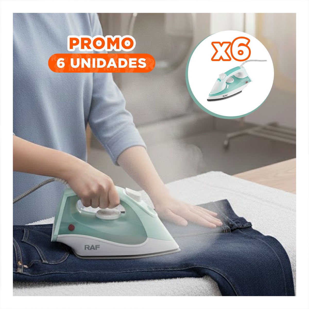 PACK6 PRENSA DE VAPOR ELECTRICA COLOR VERDE AGUA CON CONTROL DE TEMPERATURA AJUSTE - 1