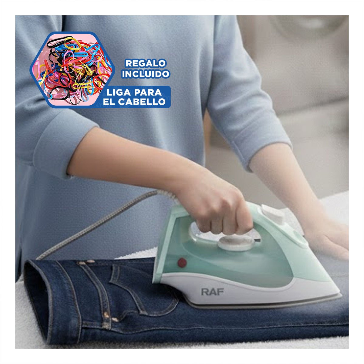 EQUIPO DE PLANCHADO CON VAPOR ELECTRICO COLOR VERDE AGUA PARA CUIDADO TEXTIL YLIGAS REGALO - 2