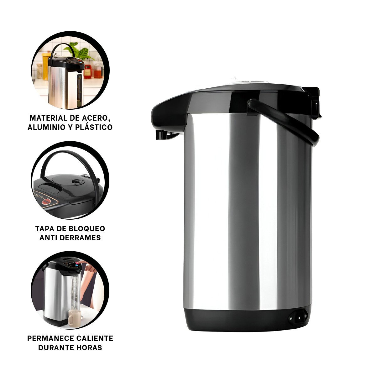 HERVIDOR ELÉCTRICO 6.8L CON BASE ANTIDESLIZANTE Y DISEÑO MODERNO PLATEADO YSTICKY - 5