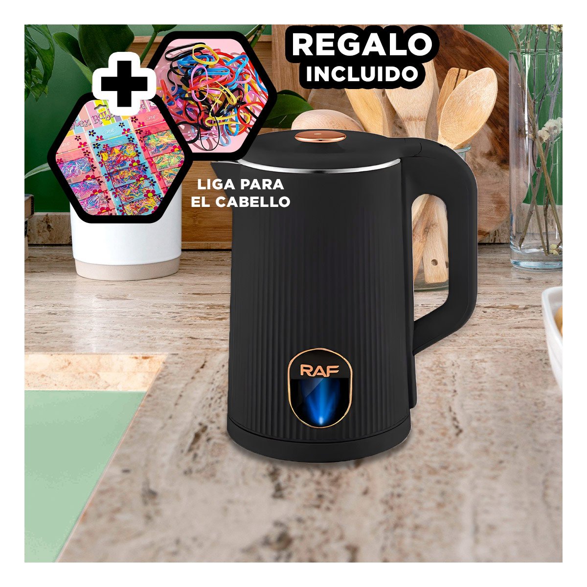 OLLA ELECTRICA MODERNA Y EFICIENTE PARA TE Y CAFE 2L NEGRO YLIGAS REGALO - 2