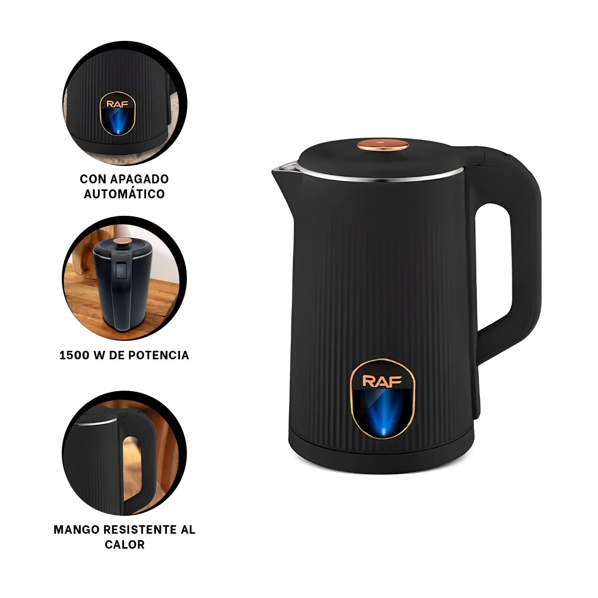 HERVIDORA ELECTRICA SILENCIOSA Y CONFIABLE 2L PARA PREPARAR BEBIDAS COLOR NEGRO YSTICKY - 5