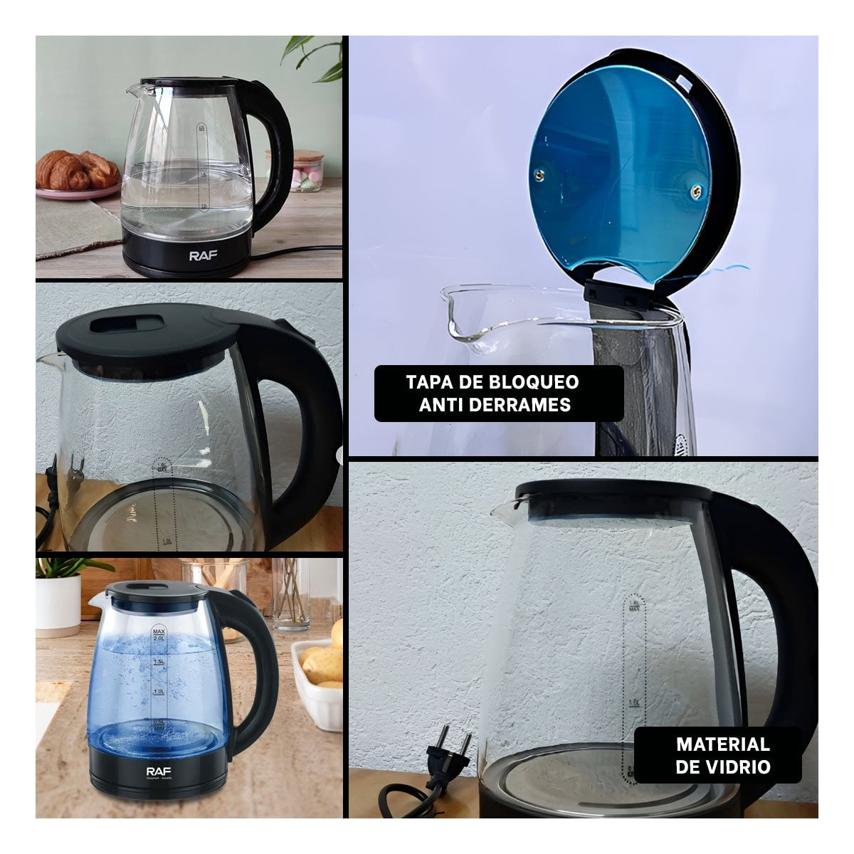 HERVIDOR ELÉCTRICO 2L COLOR NEGRO CON APAGADO AUTOMÁTICO - 2