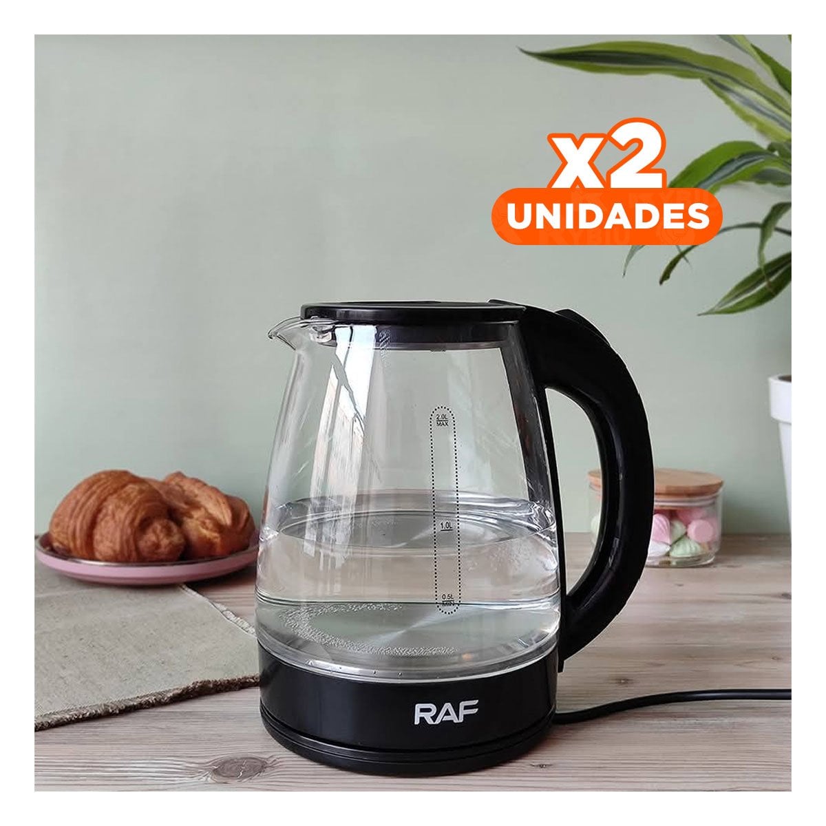 PACK2 JARRA ELÉCTRICA CON APAGADO AUTOMÁTICO 2L COLOR NEGRO - 1