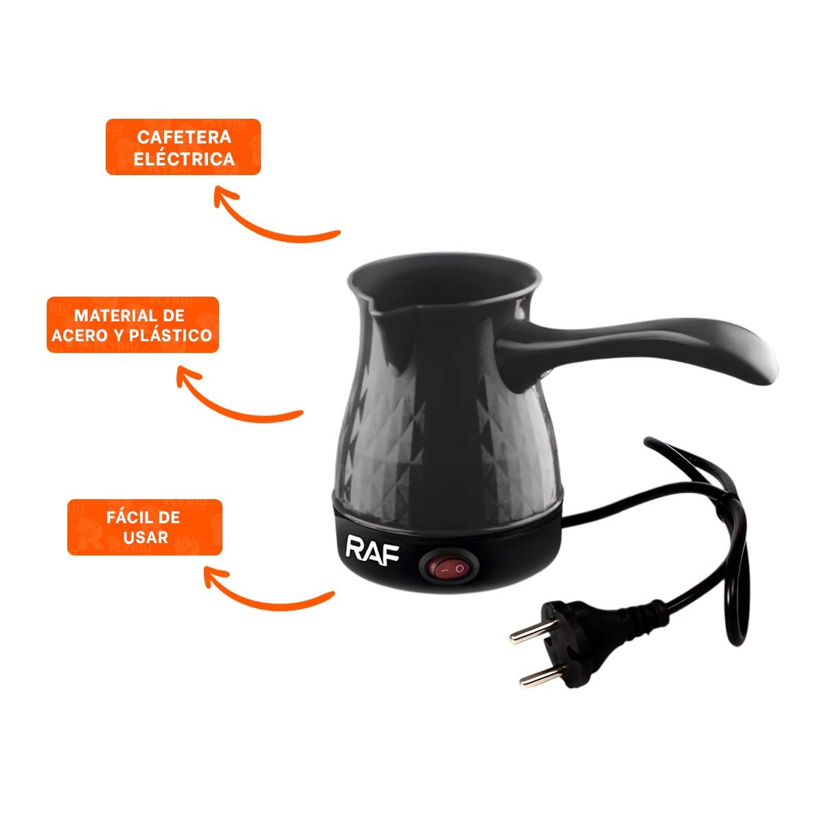 TETERA DE PLASTICO NEGRO CON ACERO INOXIDABLE 500ML TURCA PARA CHOCOLATE YPAPEL REGALO - 5