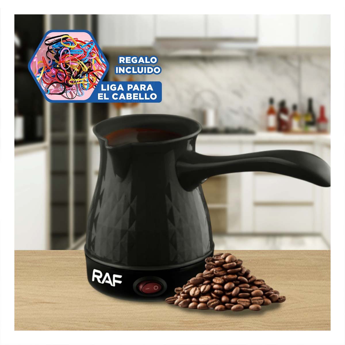 PAVA TURCA EN ACERO INOXIDABLE COLOR NEGRO DE 500ML Y PLASTICO DE COCINA YLIGAS REGALO - 2