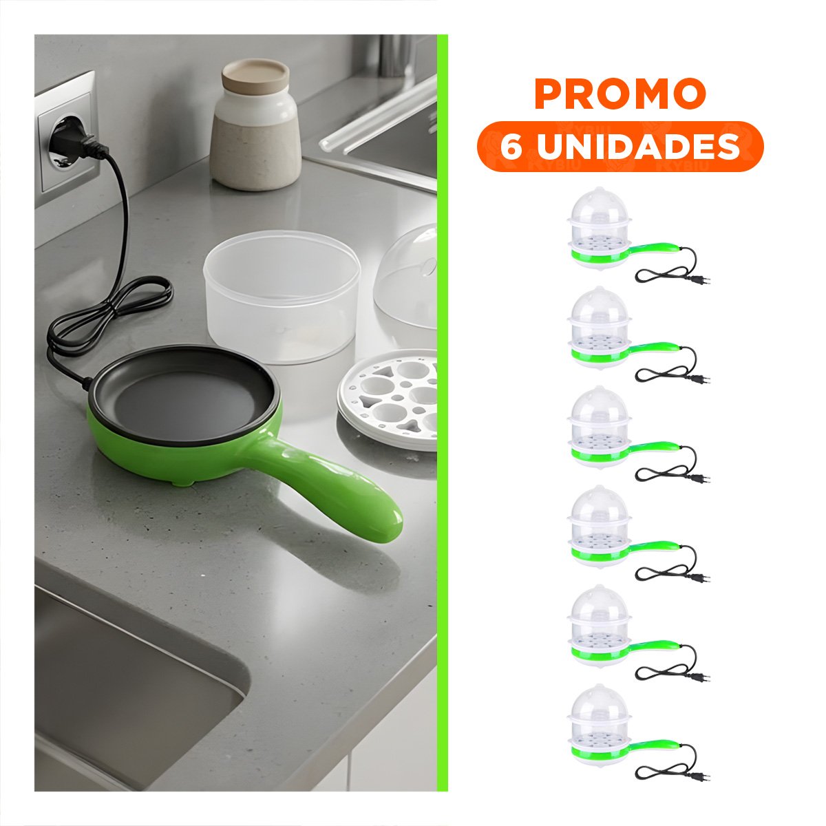 PACK6 ELECTRODOMESTICO MIXTO DE CALIDAD VERDE LIMON PARA PREPARAR ALIMENTOS YREGALO STICKER - 1