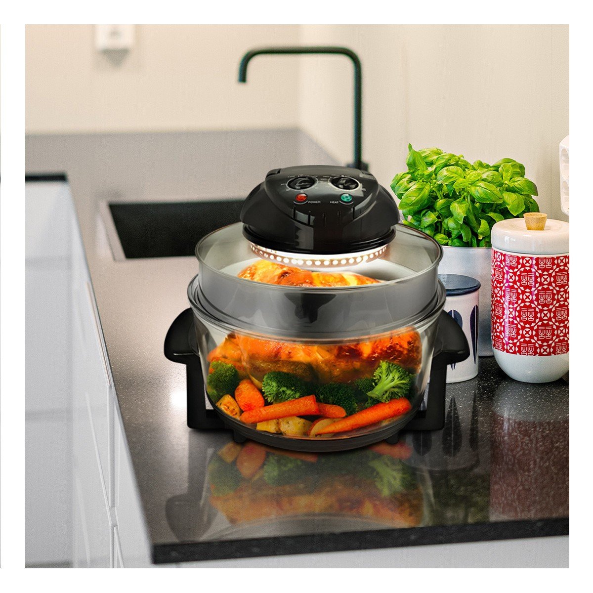 COCINA DE AIRE 8 EN 1 PARA PREPARAR ALIMENTOS COLOR NEGRO Y 12 LITROS YREGALO STICKER - 5