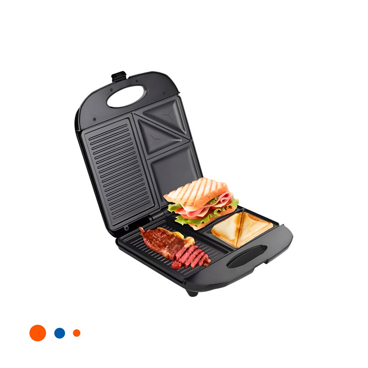 MAQUINITAS SANGUCHERAS DE ALUMINIO 3 EN 1 NEGRO PARA DESAYUNOS EN EL HOGAR YLIGAS REGALO - 5