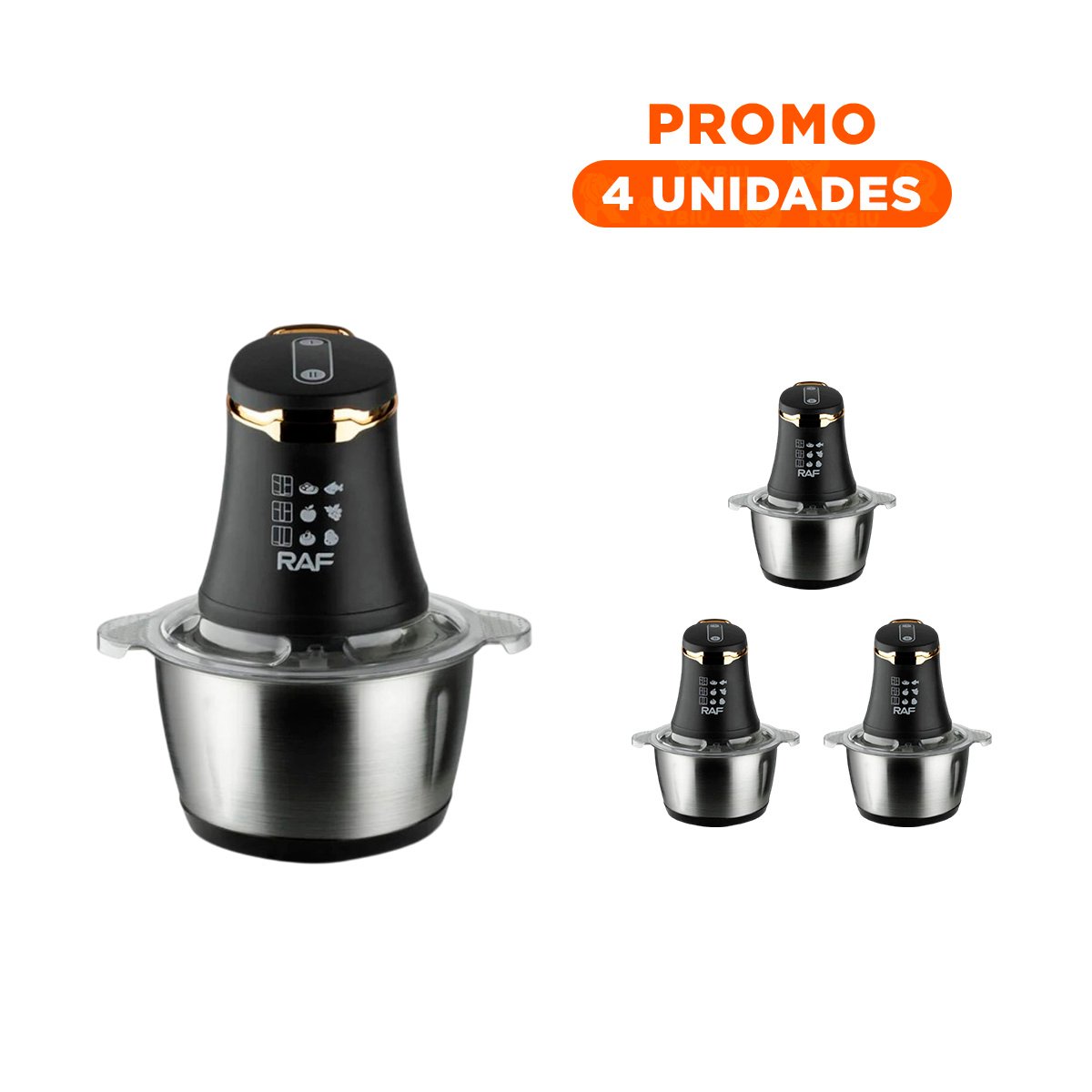 PACK4 PROCESADOR 3L DE ALIMENTOS IDEAL PARA COCINAS PEQUEÑAS COLOR NEGRO - 1