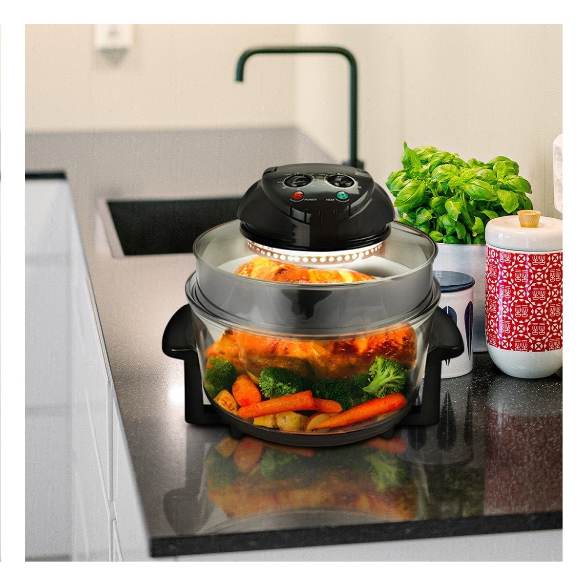 FREIDORA MULTIFUNCION 8 EN 1 PARA COCINA 12 LITROS COLOR NEGRO Y TRANSPARENTE - 1