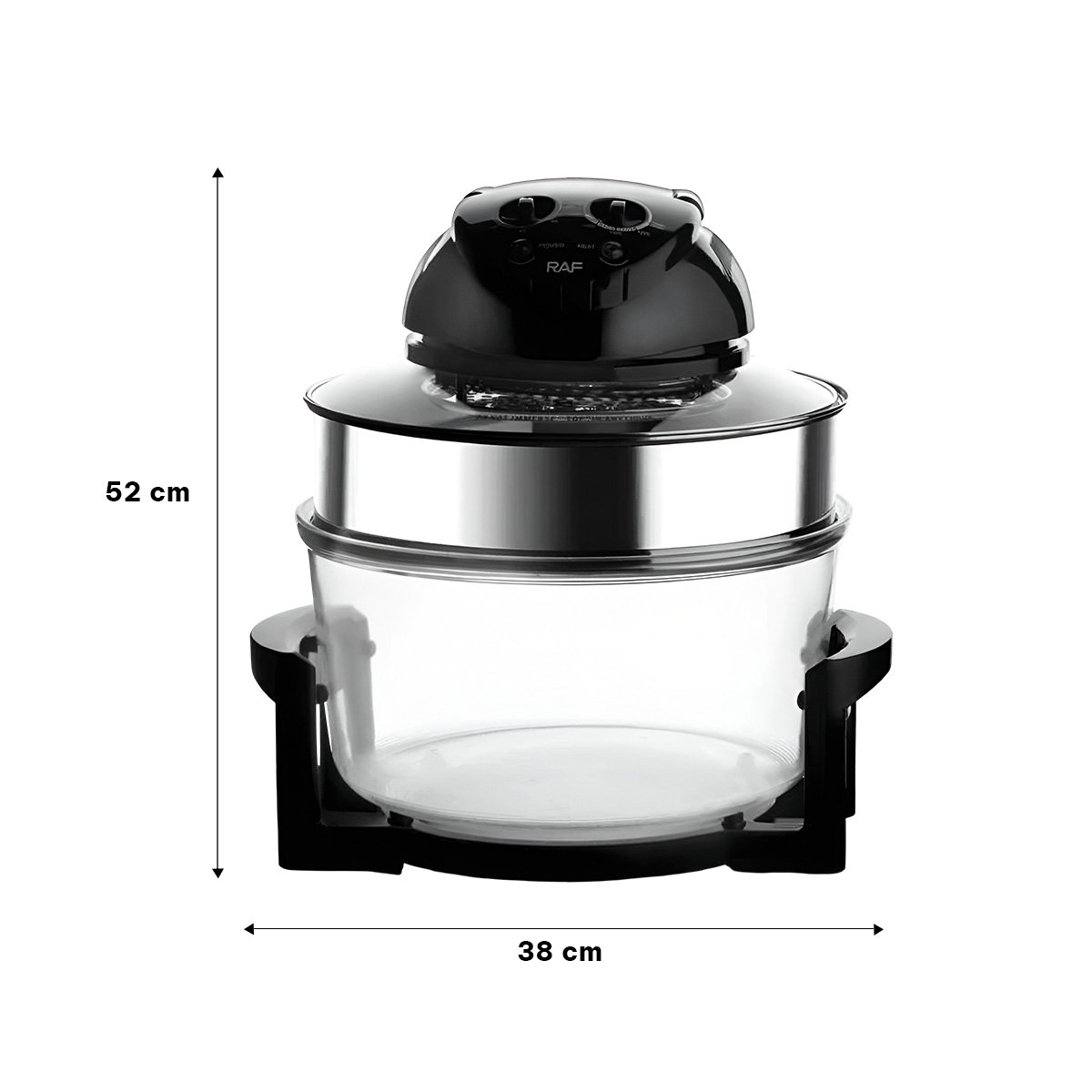 HORNO DE AIRE 8 EN 1 PARA COCINA MODERNA 12 LITROS COLOR NEGRO Y TRANSPARENTE YPAPEL REGALO - 4