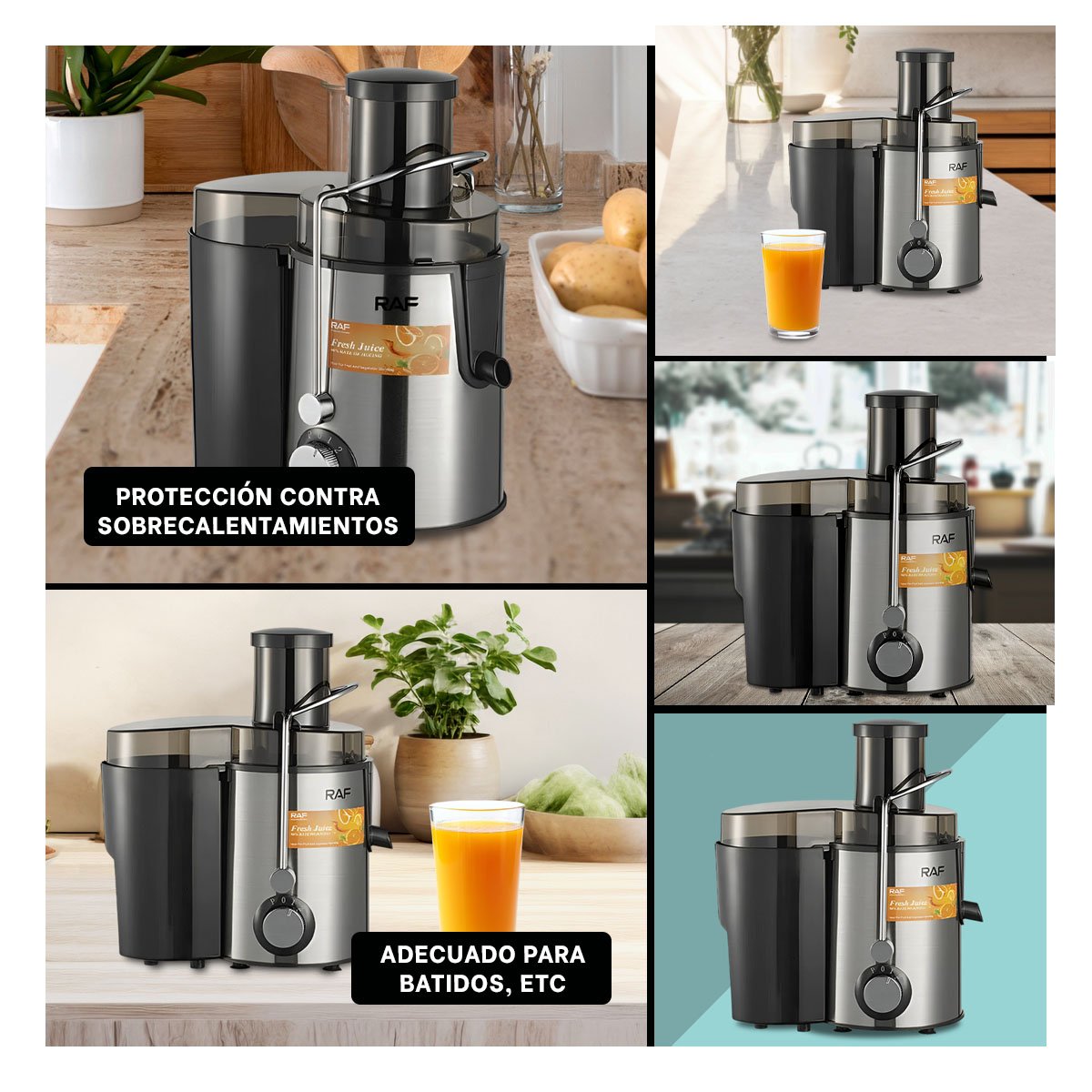 EXPRIMIDOR DE JUGOS ELÉCTRICO NEGRO CON MOTOR POTENTE 1.5L YPAPEL REGALO - 3