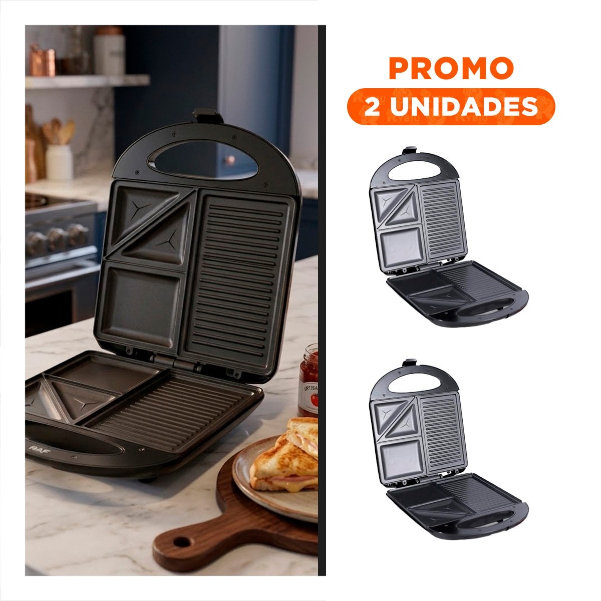PACK2 PRENSADORA POTENTE NEGRO 3 EN 1 DE ALUMINIO CON TECNOLOGIA DE CALOR YREGALO STICKER - 1