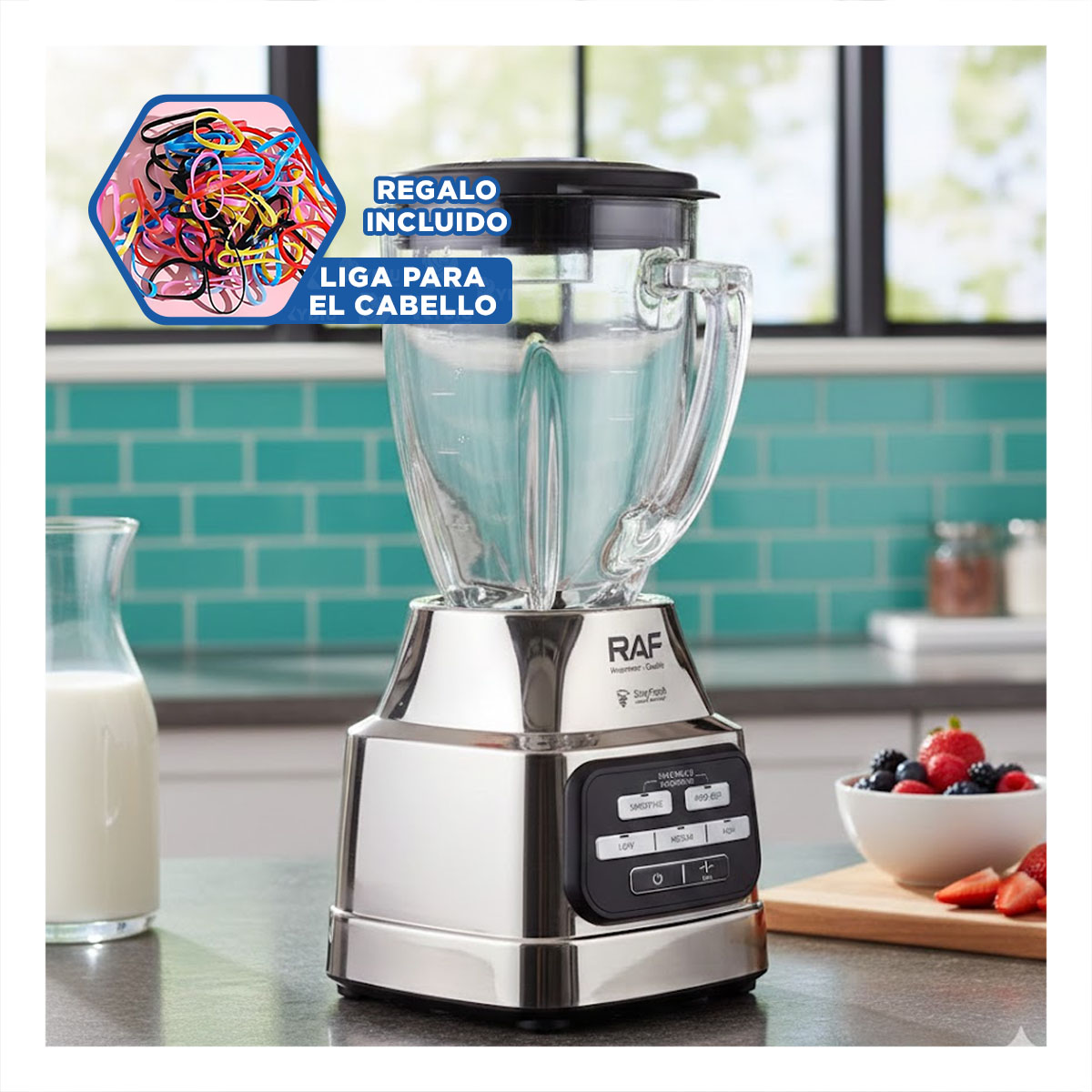 PROCESADOR DE VERDURAS RESISTENTE PLATEADO 1.25L PARA LICUADOS DE FRUTAS YLIGAS REGALO - 2