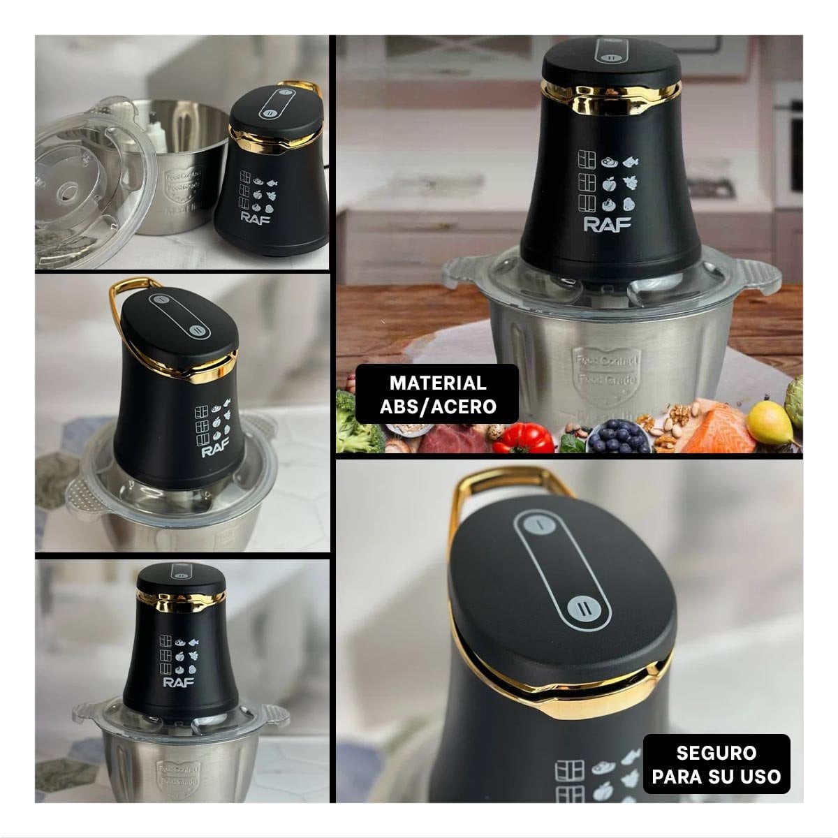 TRITURADOR DE ALIMENTOS 3L CON RECIPIENTE GRANDE NEGRO YPAPEL REGALO - 3