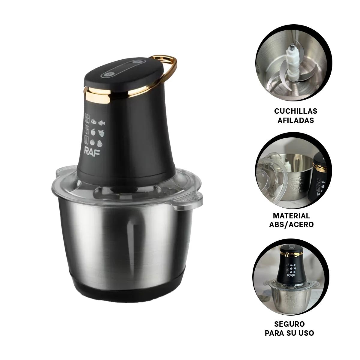 TRITURADOR DE ALIMENTOS 3L CON RECIPIENTE GRANDE NEGRO YPAPEL REGALO - 5