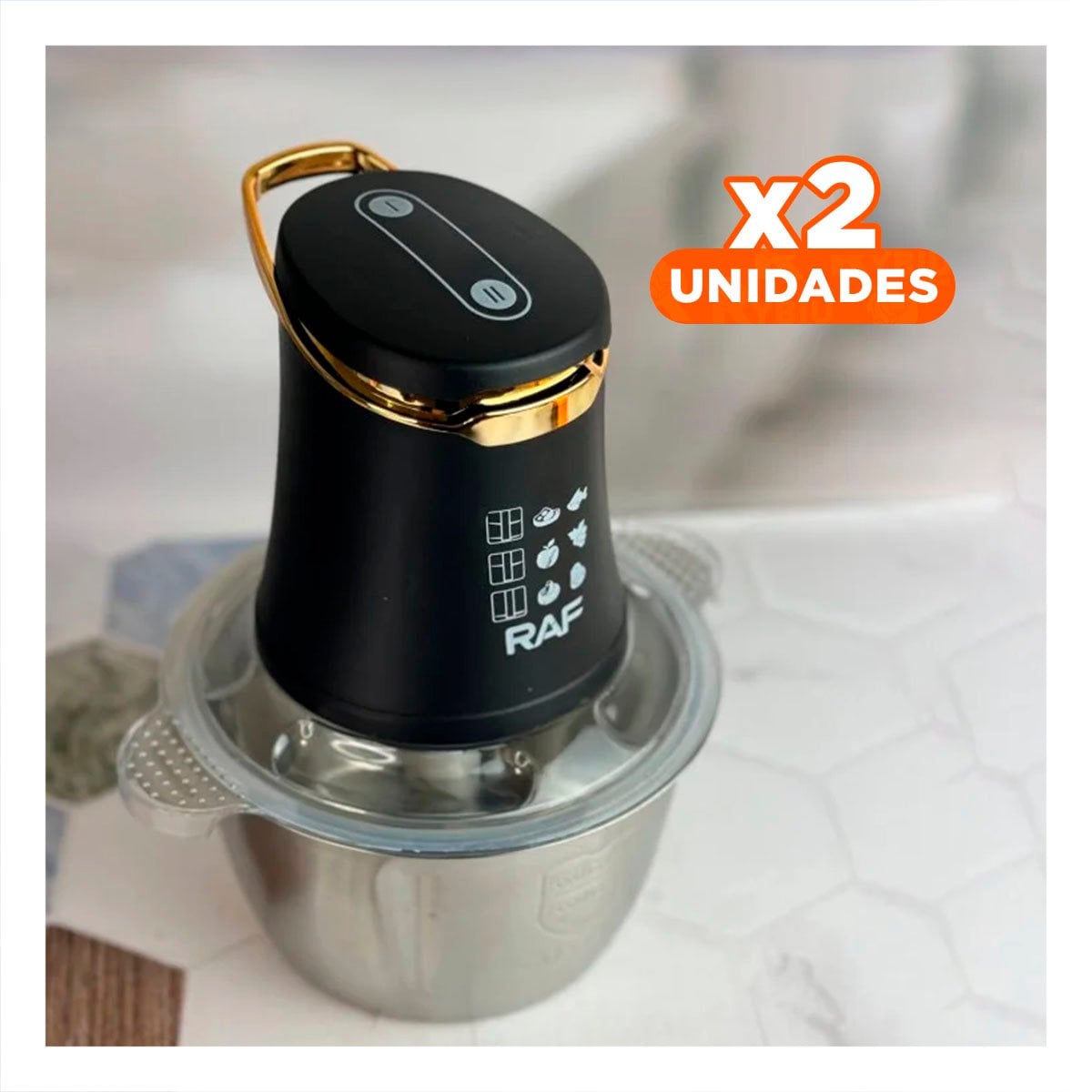 PACK2 TRITURADOR DE ALIMENTOS PARA MOLER 3L COLOR NEGRO - 1