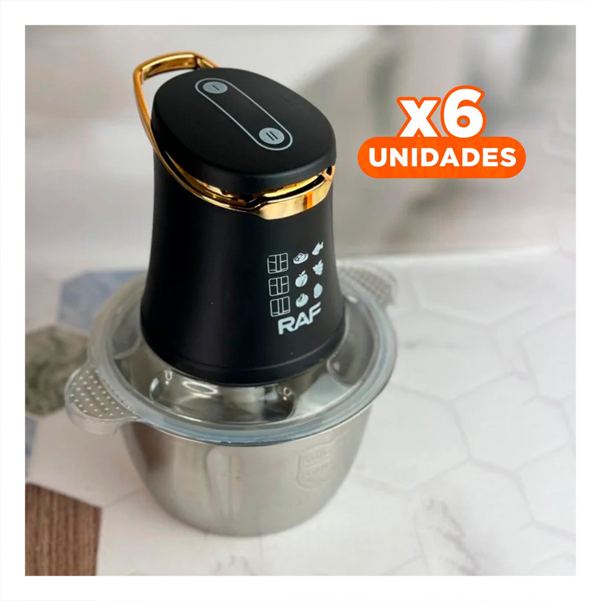 PACK6 PROCESADOR DE ALIMENTOS PARA COCINA 3L COLOR NEGRO - 1