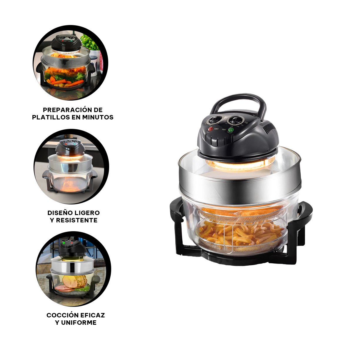 COCEDOR DIGITAL 8 EN 1 PARA PREPARAR SNACKS 12 LITROS COLOR NEGRO Y TRANSPARENTE YSTICKY - 5