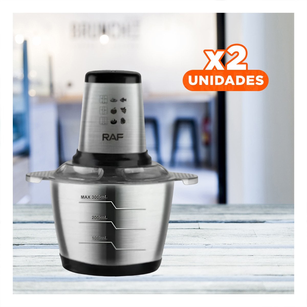 PACK2 TRITURADOR 3L DE ALIMENTOS COLOR GRIS PARA CORTES FINOS Y RÁPIDOS - 1