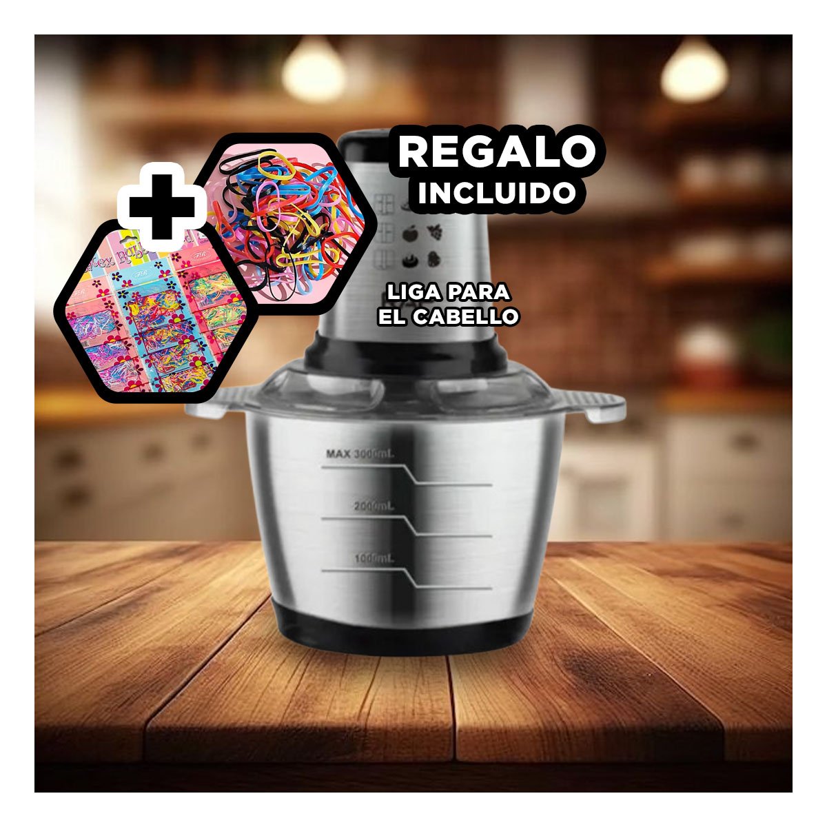 LICUADORA 3L DE ALIMENTOS COLOR GRIS PARA PURÉS SUAVES YLIGAS REGALO - 2