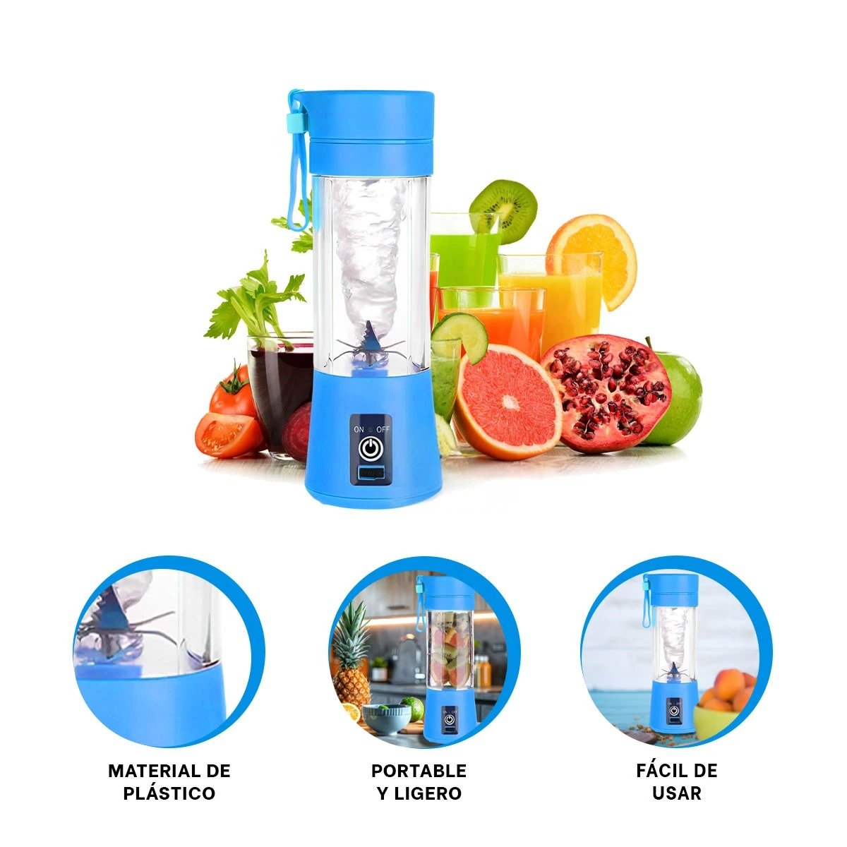 MEZCLADORA MODERNA PORTATIL AZUL PARA JUGOS NATURALES YSTICKY - 5