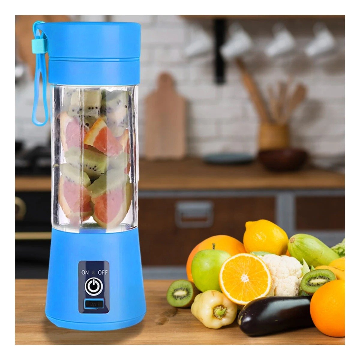 PACK6 MINI LICUADORA PORTATIL AZUL PARA JUGOS EN CASA - 2