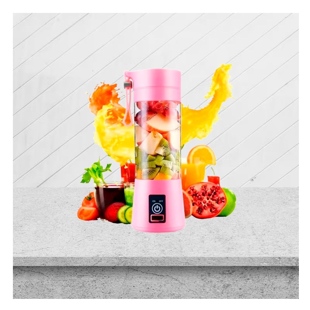 BATIDORA PORTATIL ROSADO RECARGABLE CON VASO PARA COCINA Y HOGAR MODERNO YPAPEL REGALO - 2