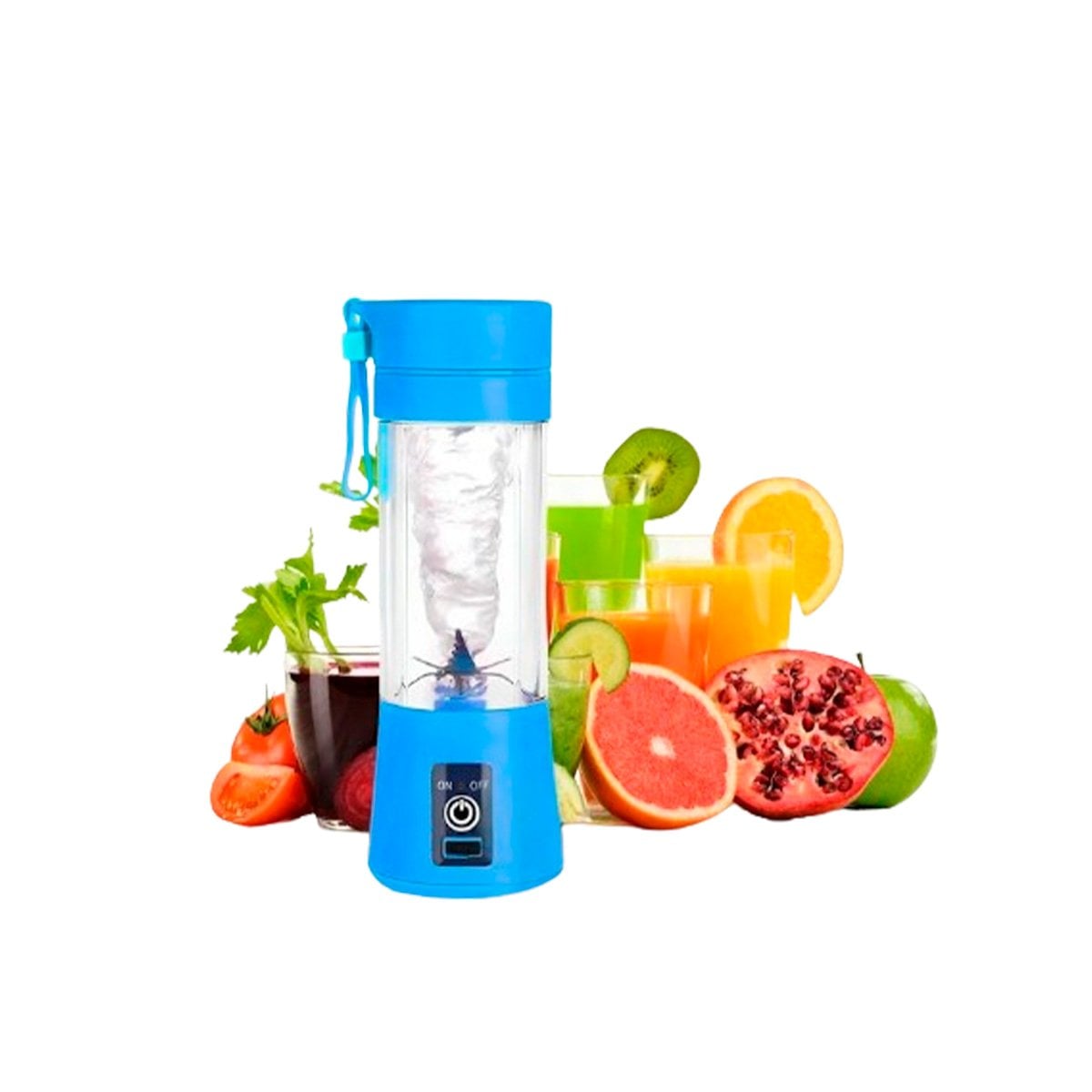 PROCESADORA COMPACTA PORTATIL AZUL ELECTRICA PARA JUGOS EN CASA YREGALO STICKER - 1