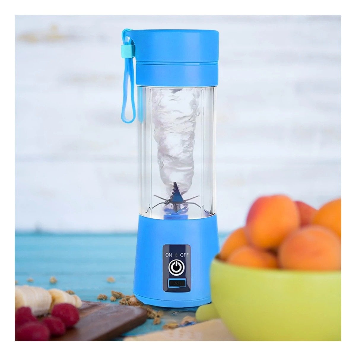 PROCESADORA COMPACTA PORTATIL AZUL ELECTRICA PARA JUGOS EN CASA YREGALO STICKER - 2