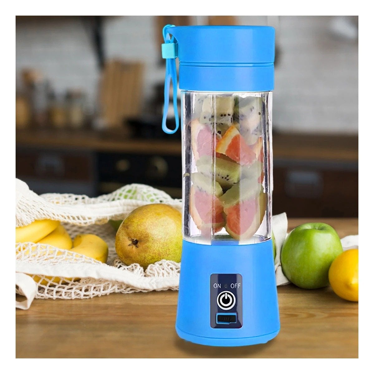 PROCESADORA COMPACTA PORTATIL AZUL ELECTRICA PARA JUGOS EN CASA YREGALO STICKER - 3