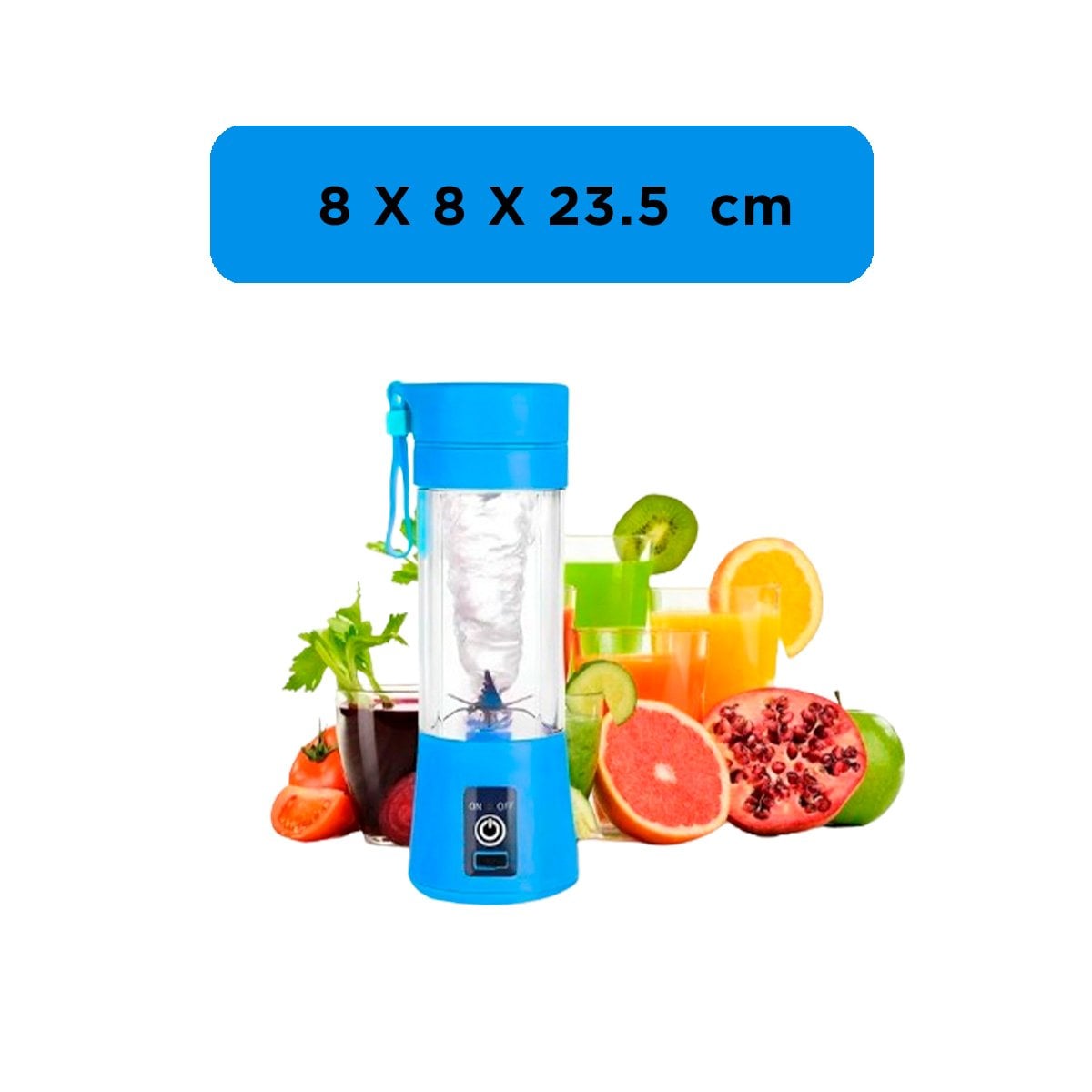 LICUADORA PORTATIL AZUL RECARGABLE PARA JUGOS Y BATIDOS EN CASA - 4