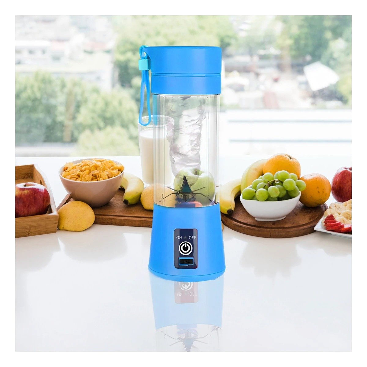 PACK12 LICUADORA PERSONAL PORTATIL AZUL RECARGABLE PARA SMOOTHIES YPAPEL REGALO - 5