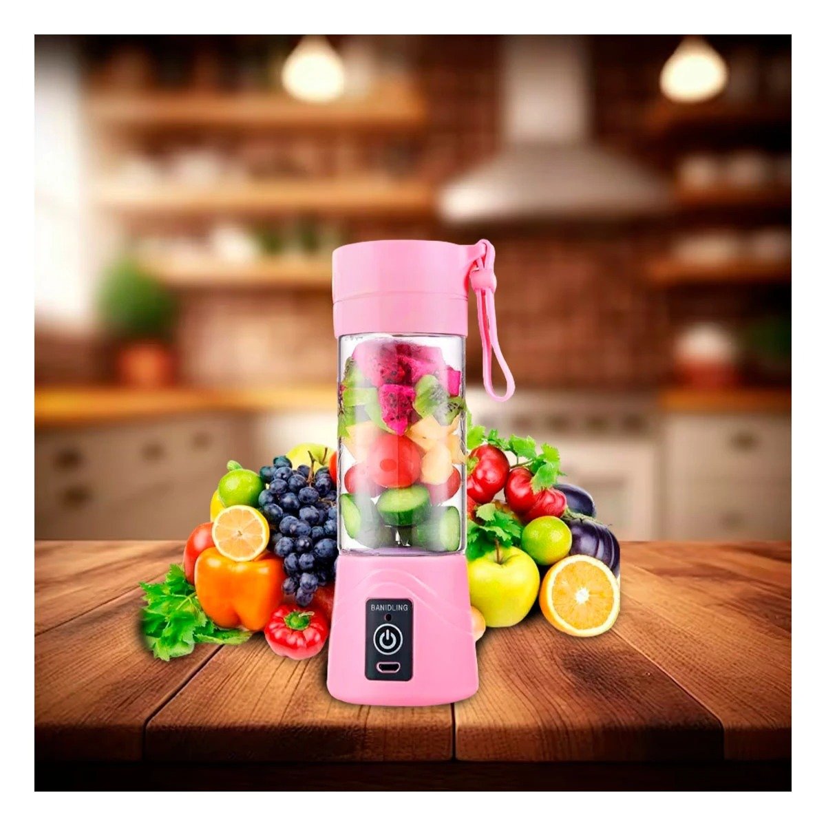 PACK6 APARATO PORTATIL ROSADO CON VASO PARA JUGOS NATURALES EN CASA - 3