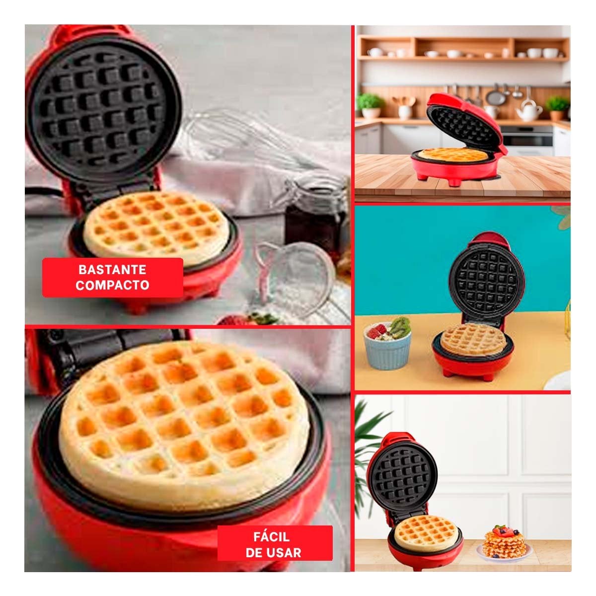 PACK6 SANDWICHERA MINI PORTATIL CIRCULAR ROJO NEGRO PARA CASA YPAPEL REGALO - 3