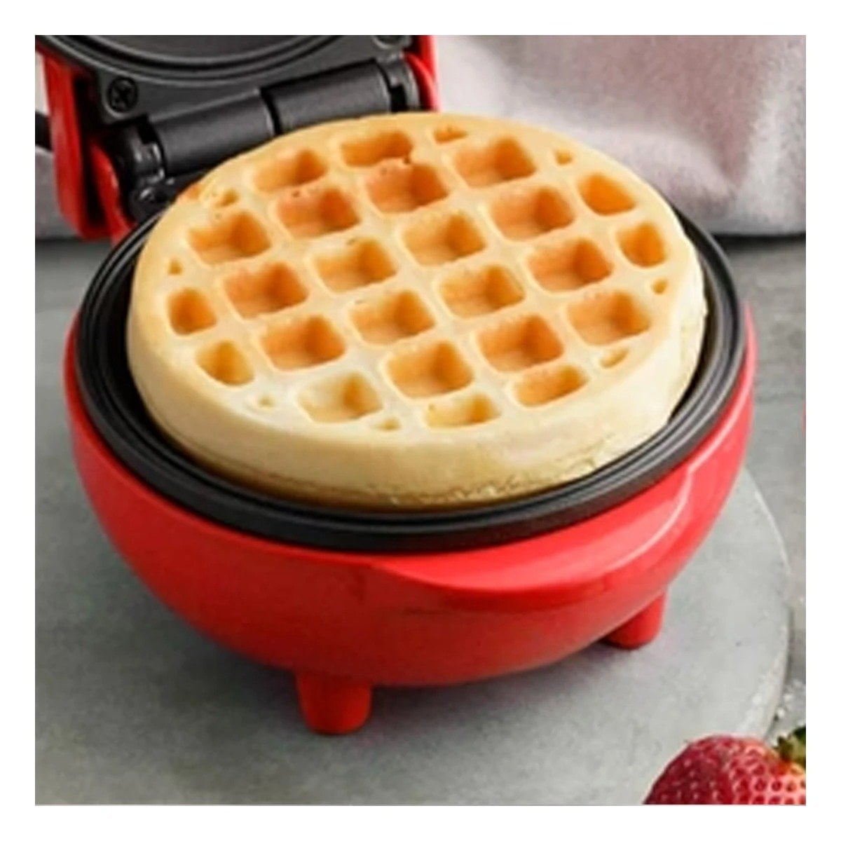 WAFLERA MINI CIRCULAR ROJO NEGRO PARA COCINA EN CASA - 3