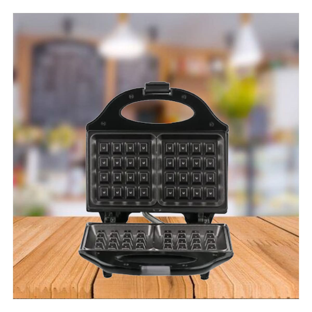 PACK4 EQUIPO DOBLE WAFLERA SANDWICHERA NEGRO PARA CASA YREGALO STICKER - 5