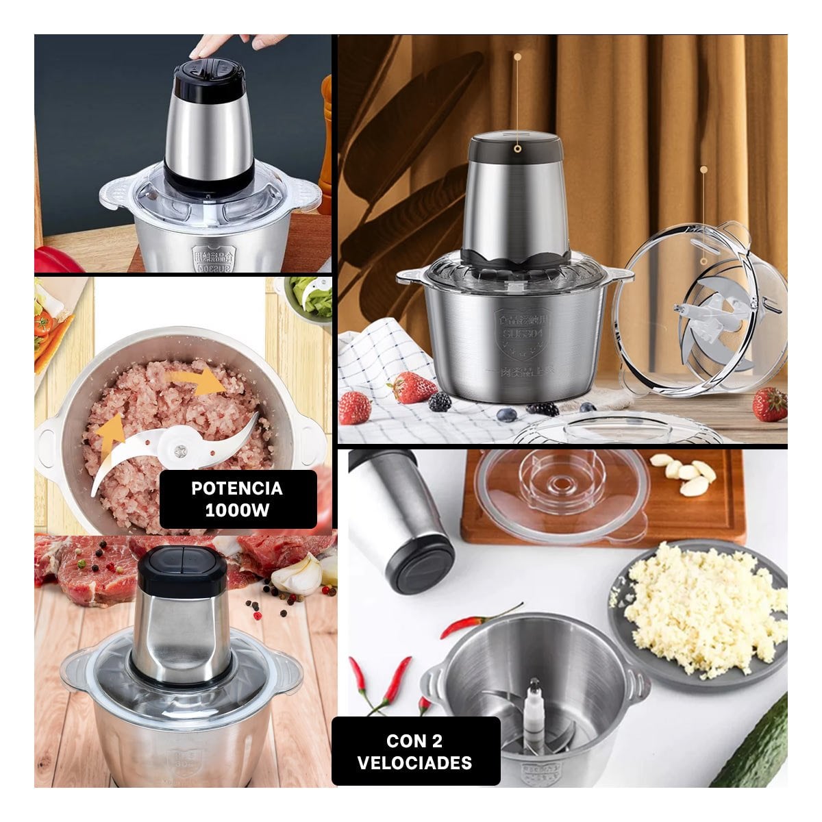 PROCESADOR DE ALIMENTOS 3L PLATEADO POTENTE Y MODERNO PARA COCINA - 2