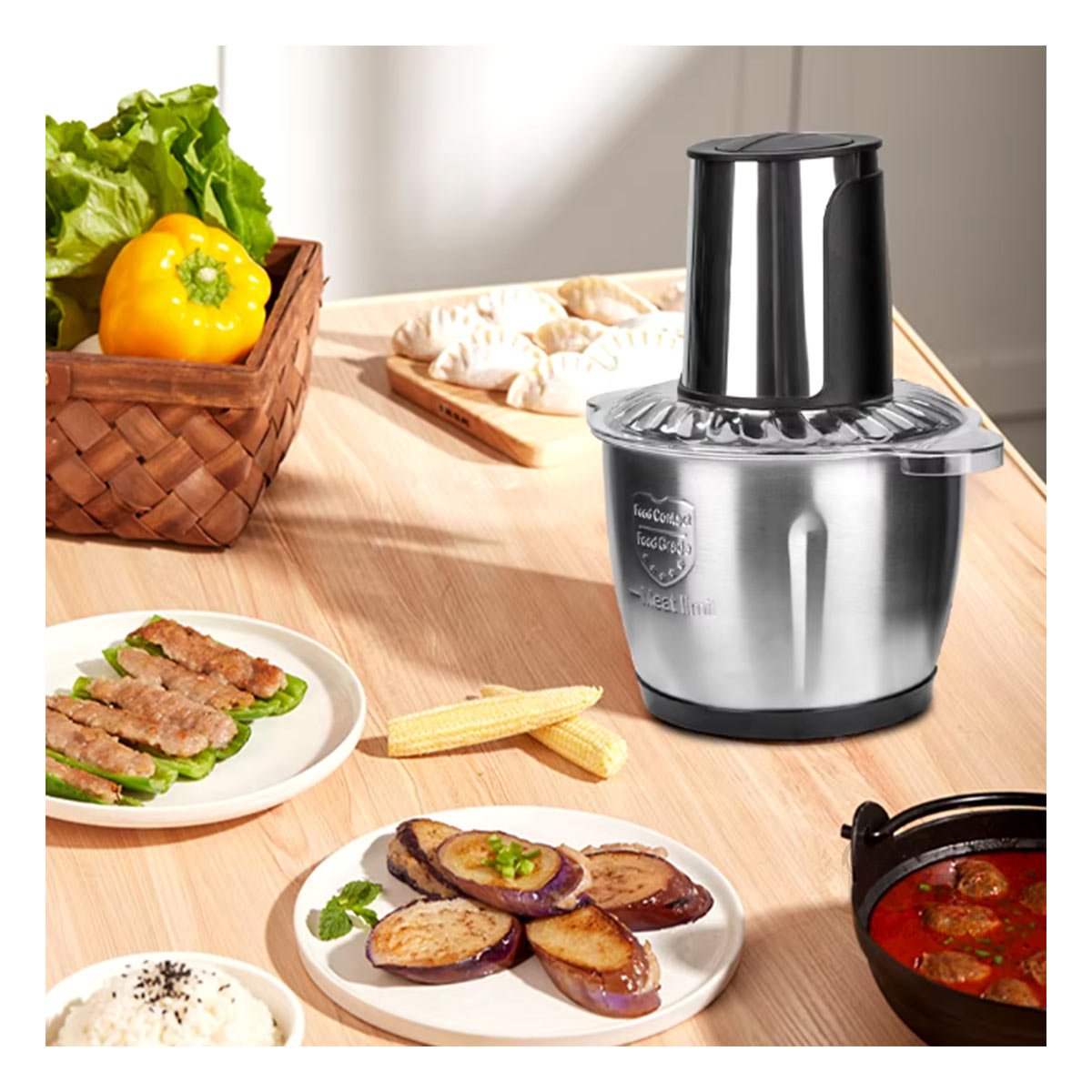 PROCESADOR DE ALIMENTOS 3L PLATEADO POTENTE Y MODERNO PARA COCINA - 5